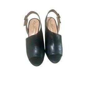 Abella True Comfort Vesper Pumps Women's Size 9M Black Slingback Leather Heels.